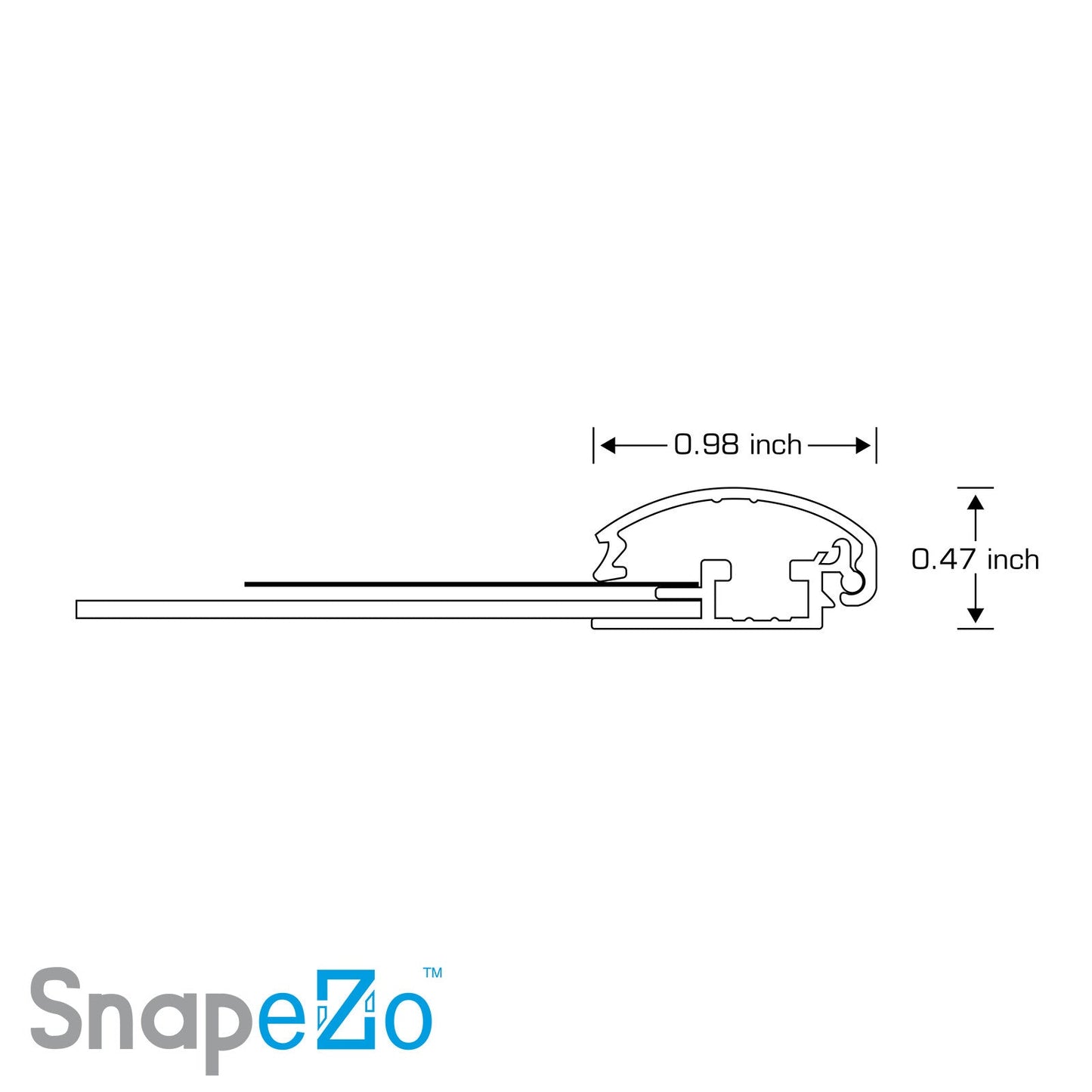 10x18 Silver SnapeZo® Snap Frame - 1" Profile