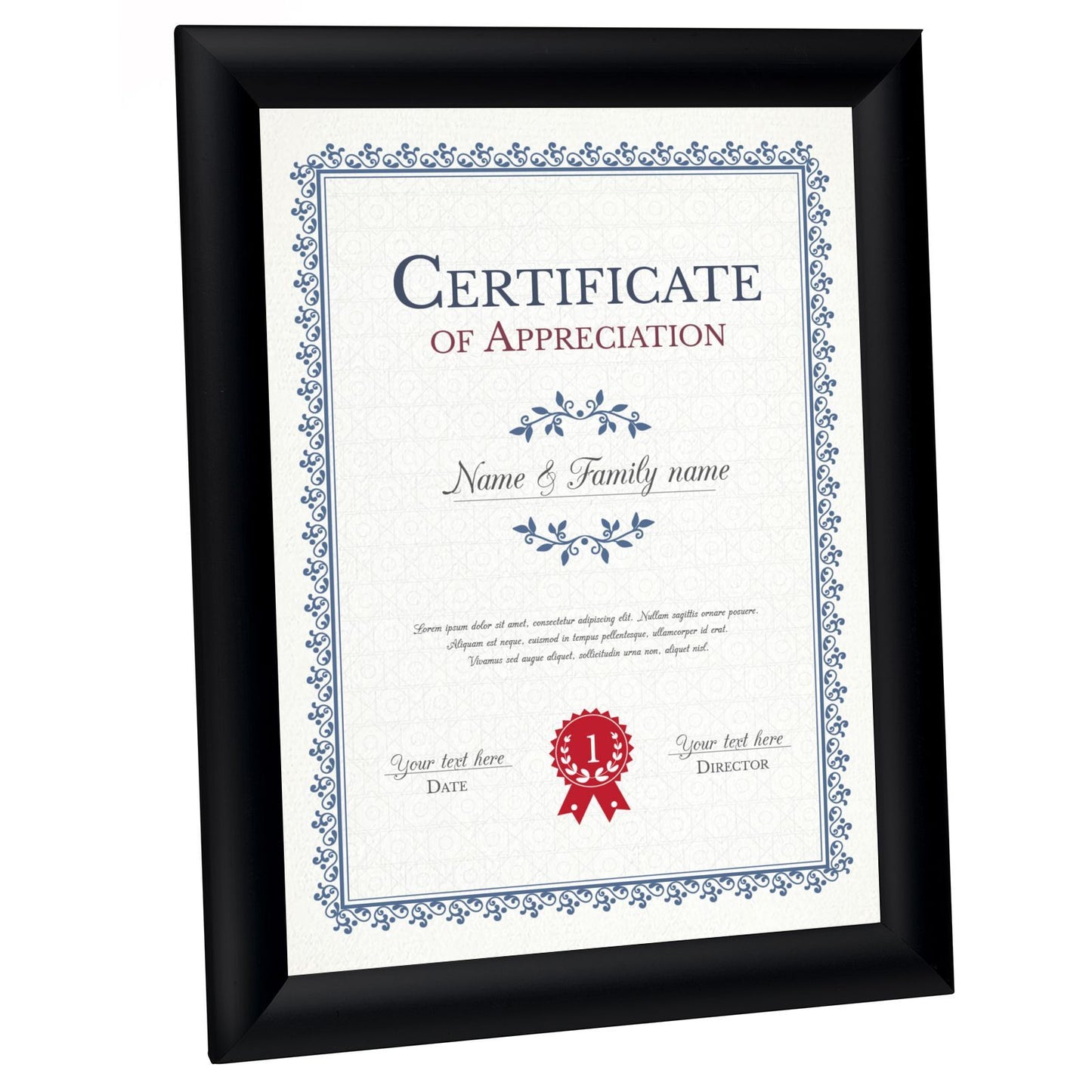 8.5x11 Brushed Black SnapeZo® Snap Frame - 1 Inch Profile