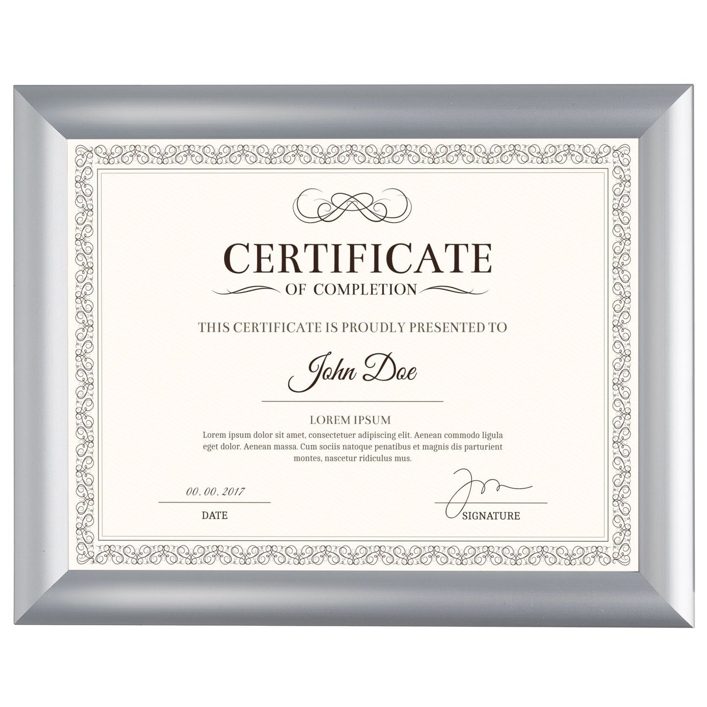 8.5x11 Brushed Silver SnapeZo® Snap Frame - 1 Inch Profile