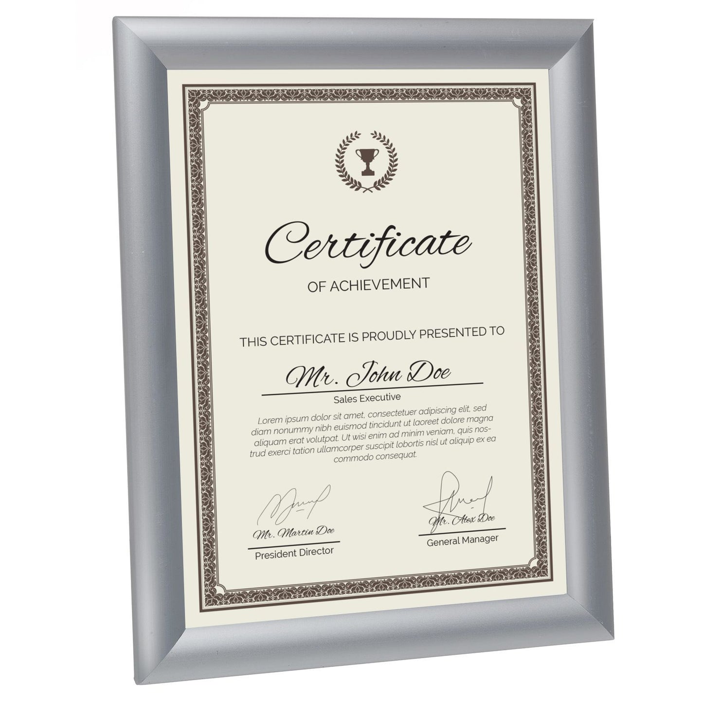 8.5x11 Brushed Silver SnapeZo® Snap Frame - 1 Inch Profile