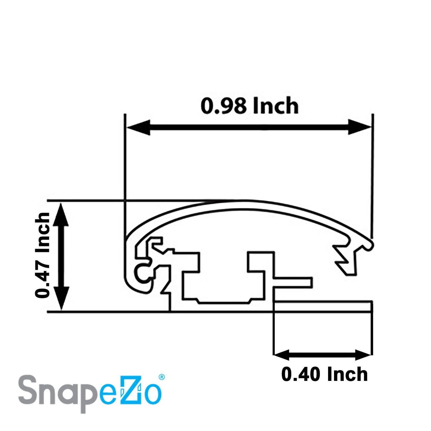 8.5x11 Brushed Black SnapeZo® Snap Frame - 1 Inch Profile