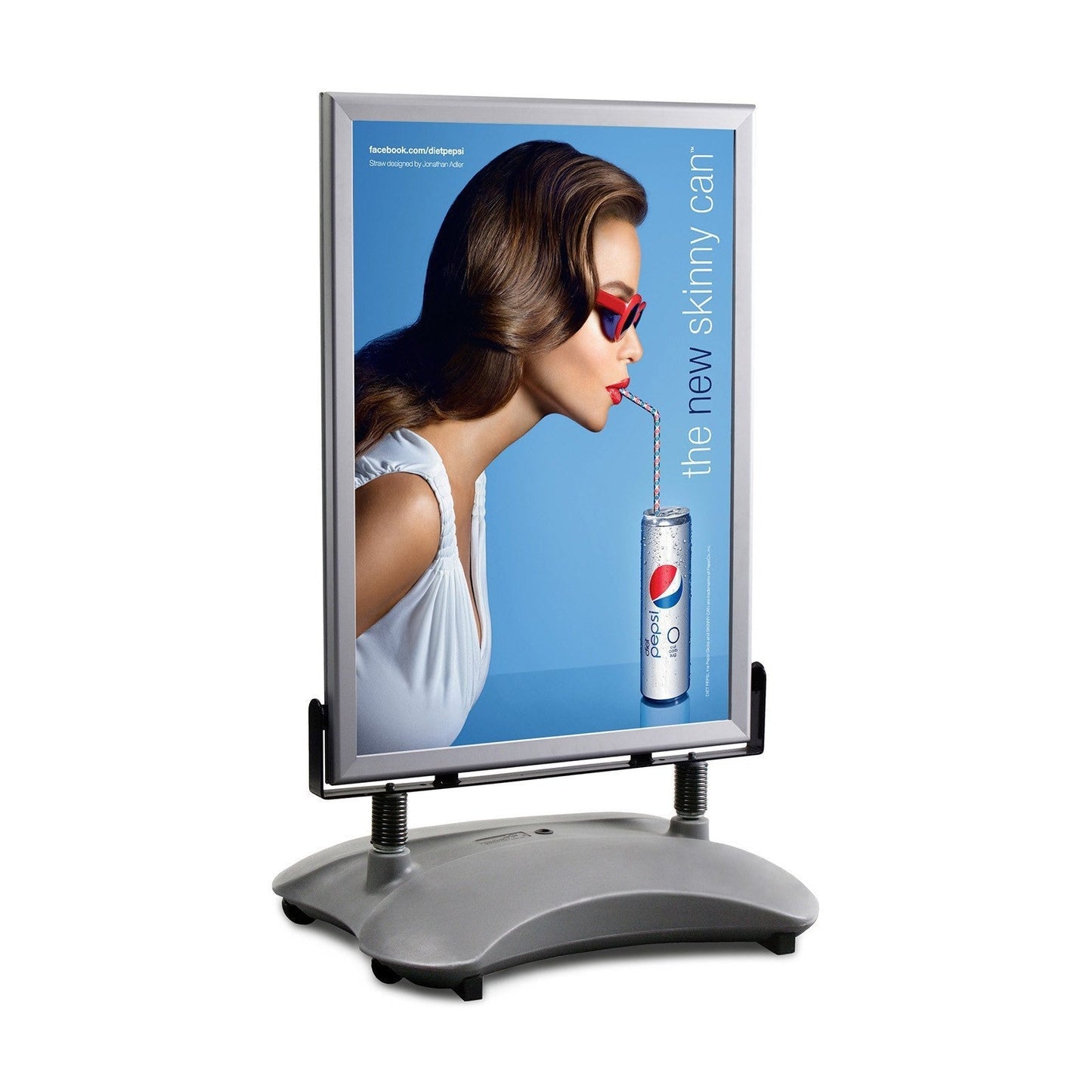 Load image into Gallery viewer, 30x40 SnapeZo® Silver Sidewalk Sign with Base 1.7&amp;quot; Profile Width
