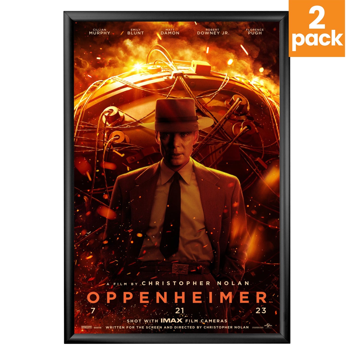 Twin-Pack of Snapezo® Black 27x40 Movie Poster Frame - 1.2" Profile